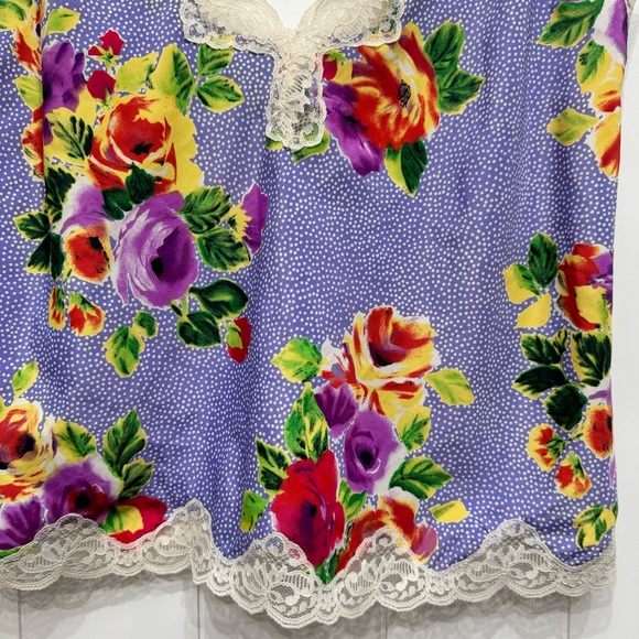 VTG Victoria's Secret Gold Label Satin Camisole Tank Top Cottagecore Floral - Picture 9 of 9